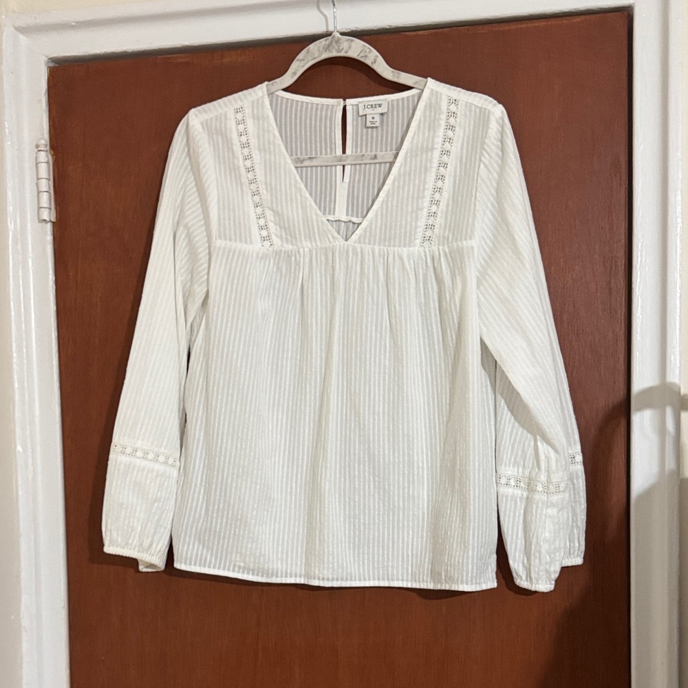 J. Crew Cream Embroidered Blouse